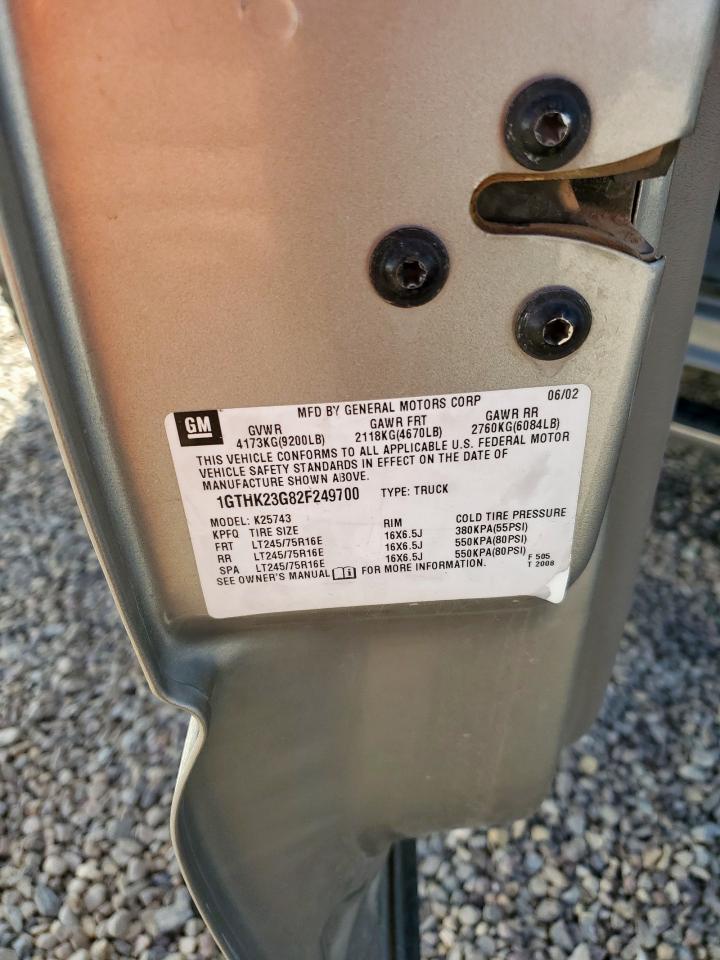2002 GMC Sierra K2500 Heavy Duty VIN: 1GTHK23G82F249700 Lot: 91178725
