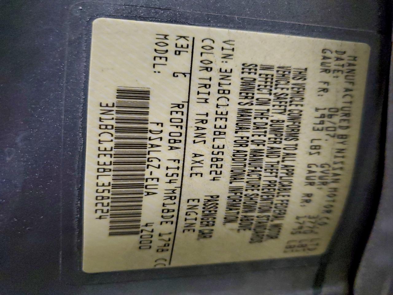 2008 Nissan Versa S VIN: 3N1BC13E38L358224 Lot: 93711455