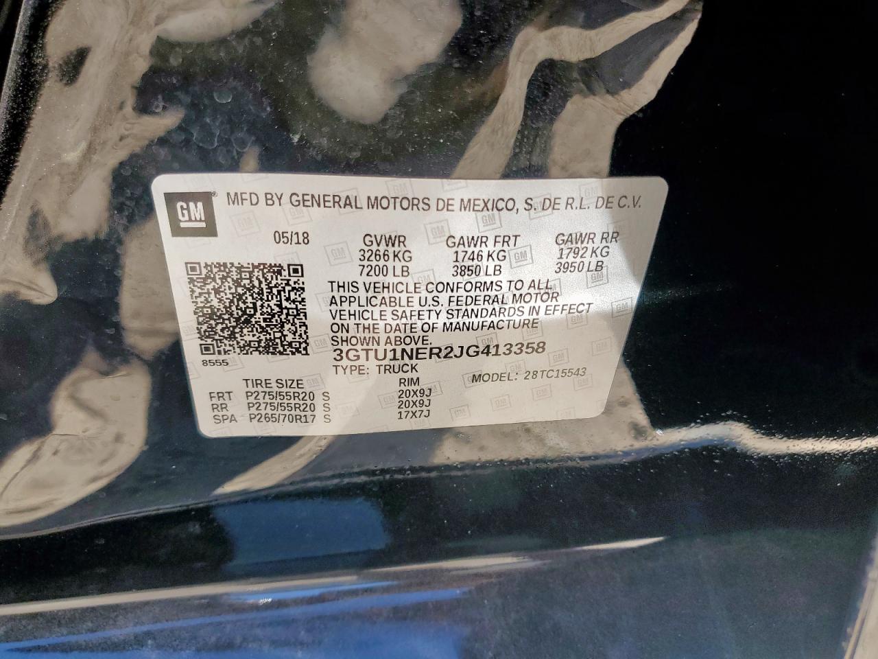 2018 GMC Sierra C1500 Slt VIN: 3GTU1NER2JG413358 Lot: 92125525