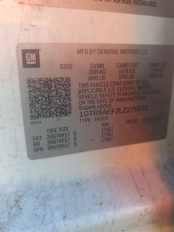2020 GMC Sierra C1500 VIN: 1GTR8AEF2LZ275033 Lot: 82672615