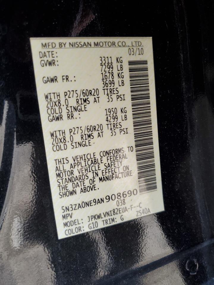 2010 Infiniti Qx56 VIN: 5N3ZA0NE9AN908690 Lot: 91507625