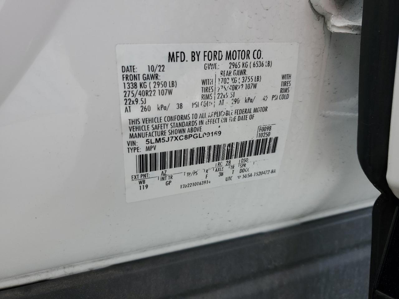 2023 Lincoln Aviator Reserve VIN: 5LM5J7XC8PGL09169 Lot: 93266455