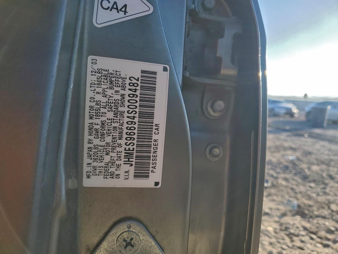 2004 Honda Civic Hybrid VIN: JHMES96694S009482 Lot: 94092075
