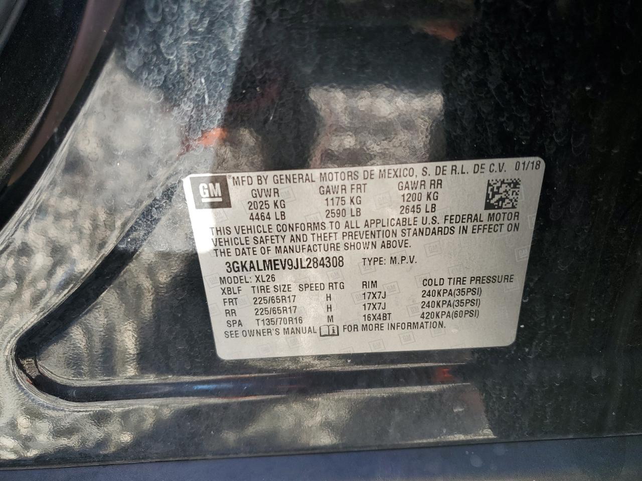 2018 GMC Terrain Sle VIN: 3GKALMEV9JL284308 Lot: 91234955