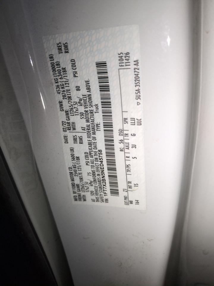 2022 Ford F250 Super Duty VIN: 1FT7X2BN5NED45758 Lot: 91344295