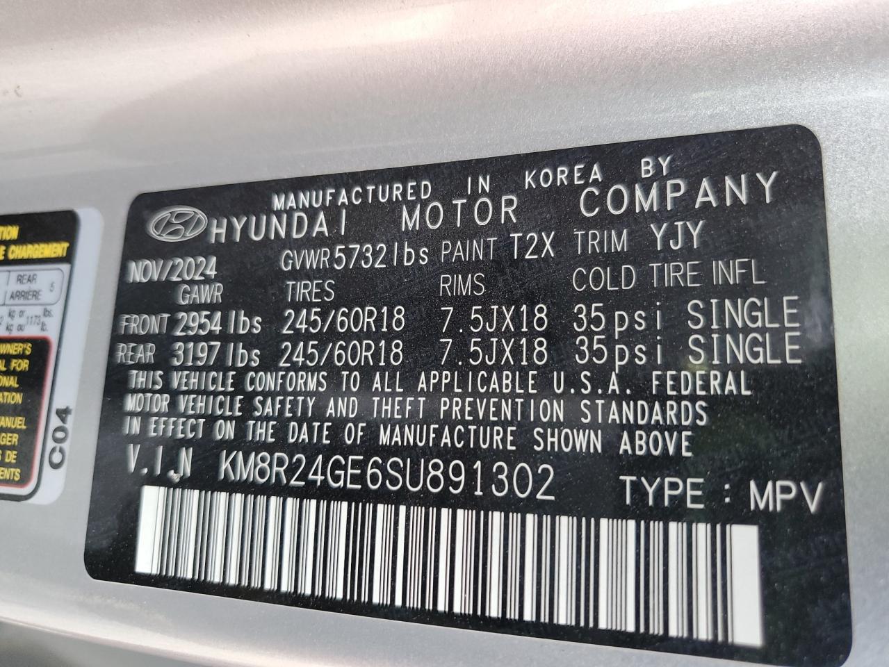 2025 Hyundai Palisade Sel VIN: KM8R24GE6SU891302 Lot: 92121325