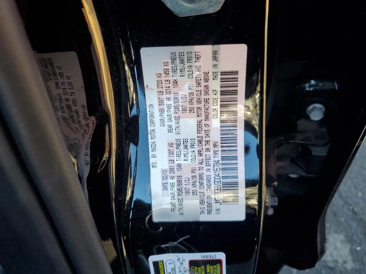 2013 Mazda Cx-9 Sport VIN: JM3TB3BV9D0415784 Lot: 93443215