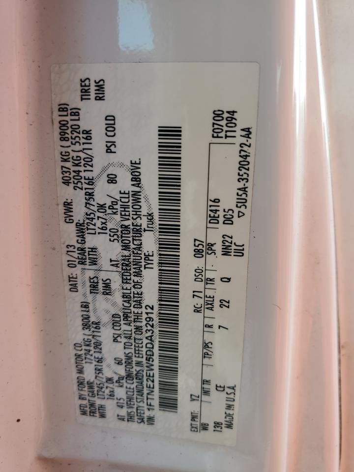 2013 Ford E250 Delivery Van VIN: 1FTNE2EW5DDA32912 Lot: 93456275