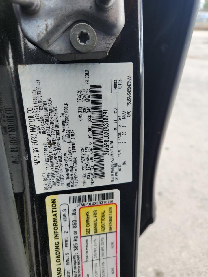 2014 Ford Fusion Se Hybrid VIN: 3FA6P0LUXER318791 Lot: 91404585