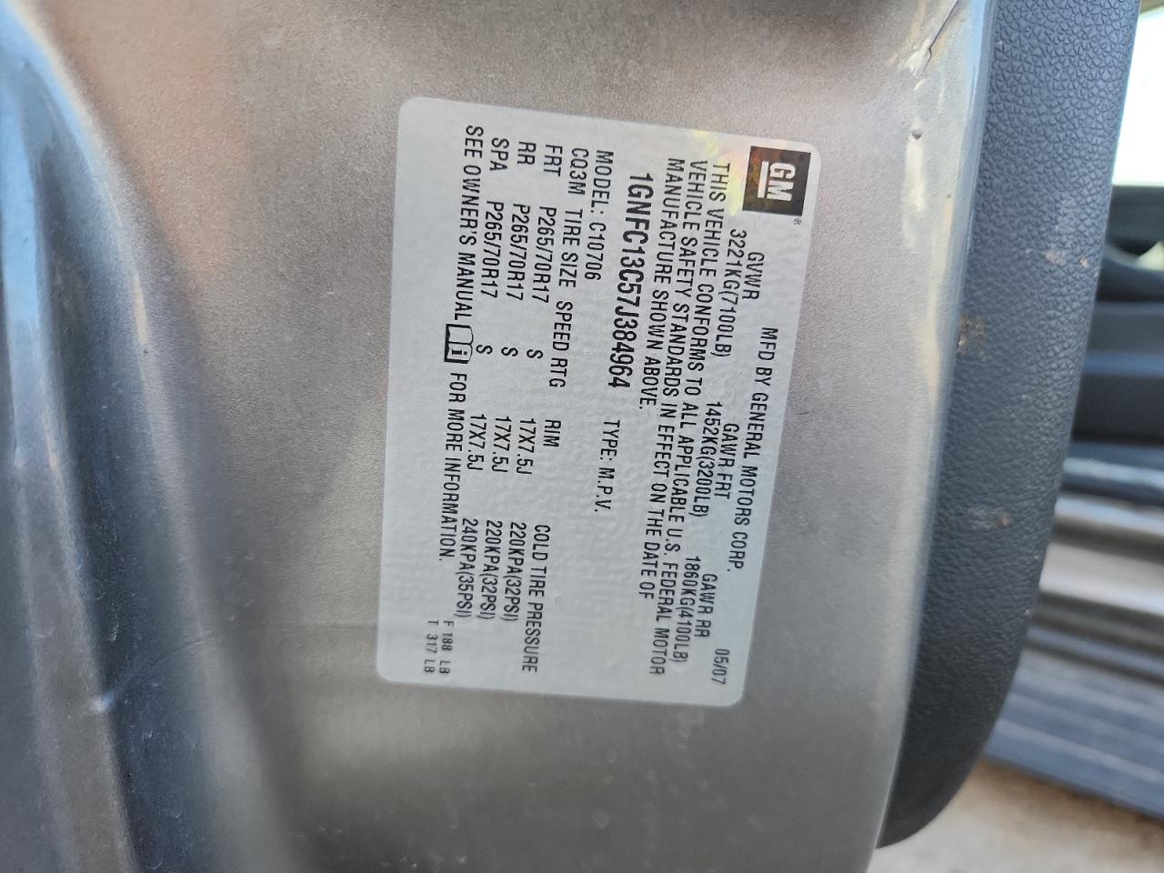 2007 Chevrolet Tahoe C1500 VIN: 1GNFC13C57J384964 Lot: 90890345