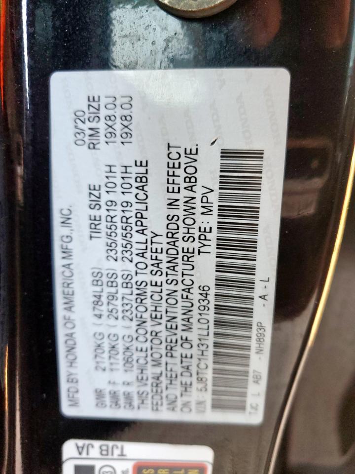 2020 Acura Rdx VIN: 5J8TC1H31LL019346 Lot: 92675375