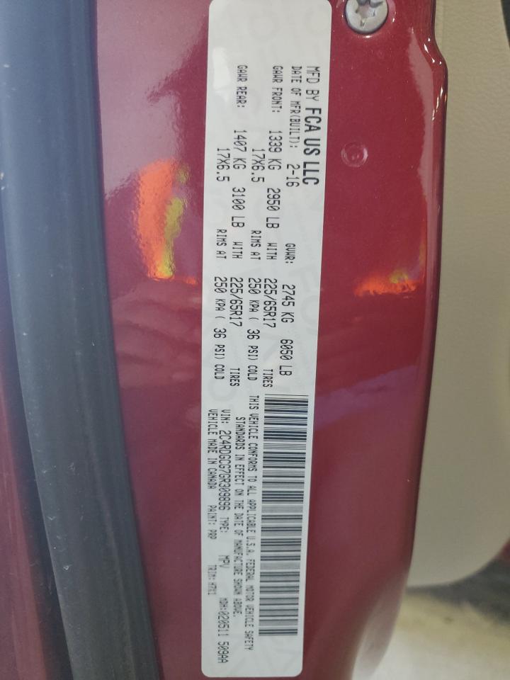 2016 Dodge Grand Caravan Sxt VIN: 2C4RDGCG7GR309896 Lot: 92571075