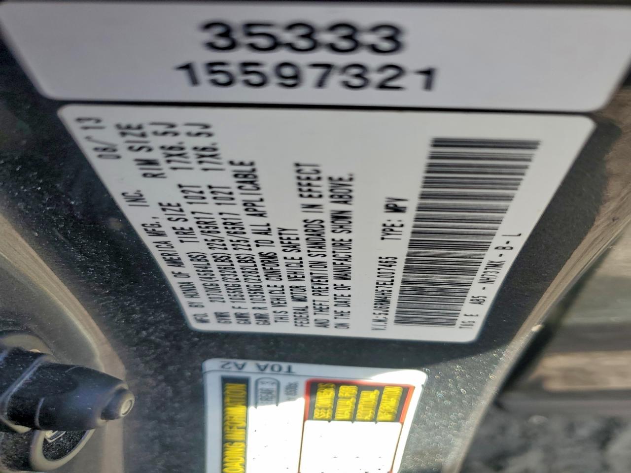 2014 Honda Cr-V Ex VIN: 5J6RM4H57EL007465 Lot: 94303475