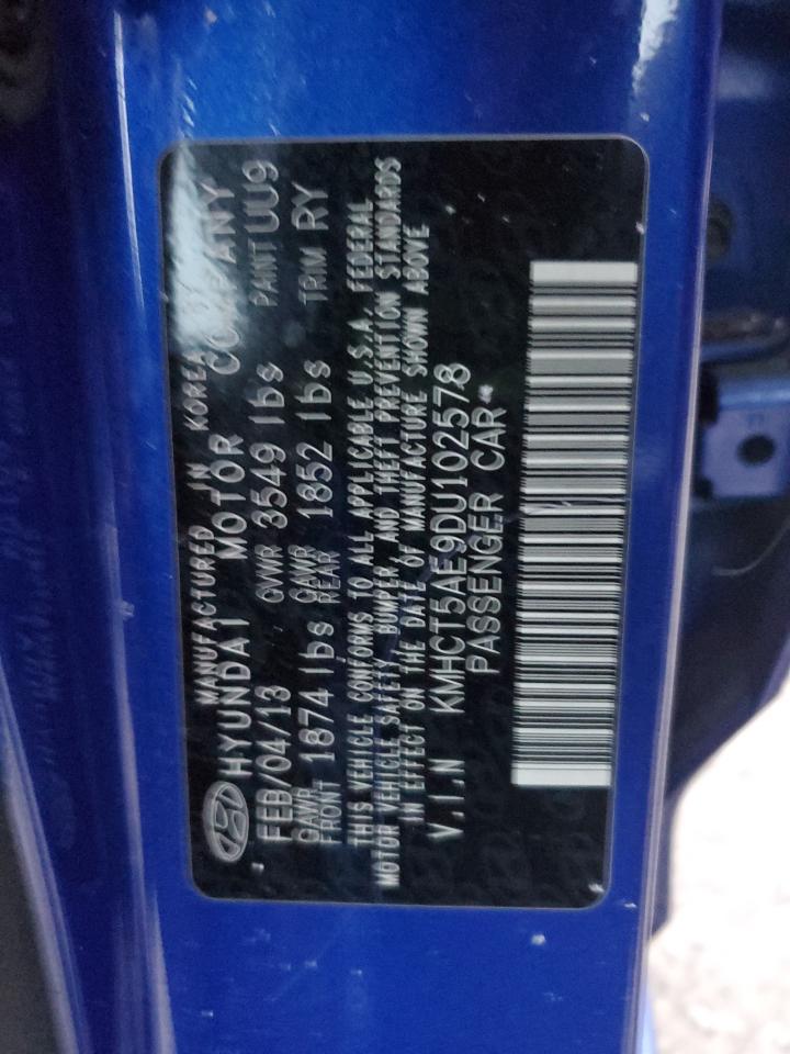 2013 Hyundai Accent Gls VIN: KMHCT5AE9DU102578 Lot: 91588755