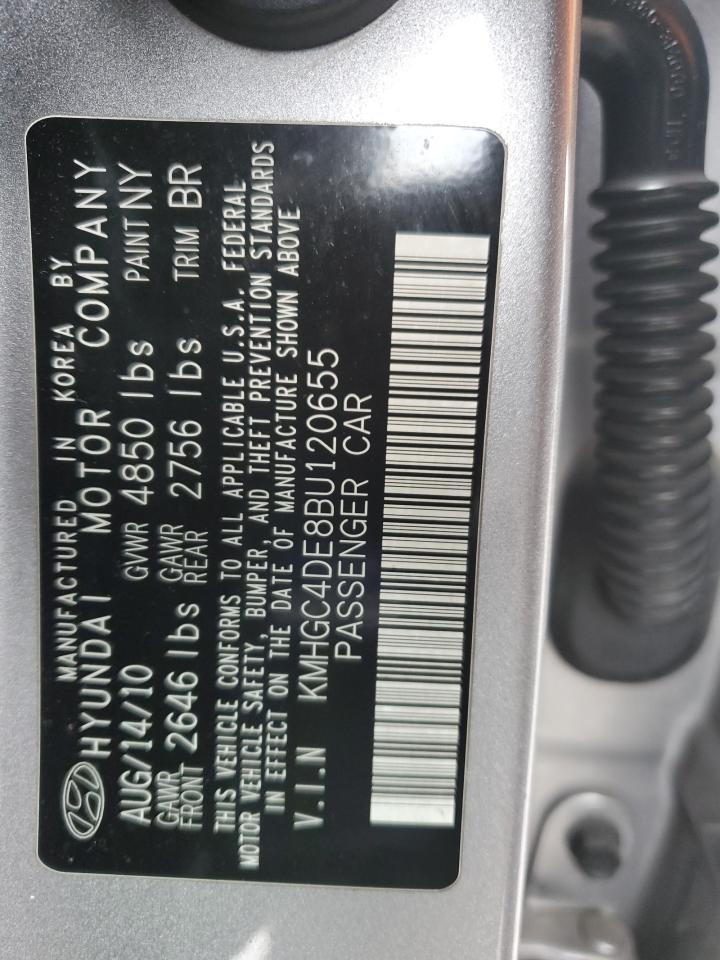 2011 Hyundai Genesis 3.8L VIN: KMHGC4DE8BU120655 Lot: 92838735