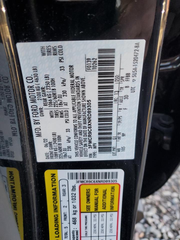 2022 Ford Bronco Sport Outer Banks VIN: 3FMCR9C6XNRD89305 Lot: 93111505