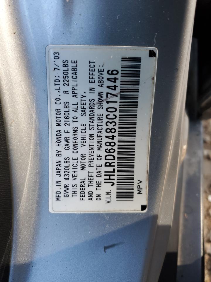 2003 Honda Cr-V Lx VIN: JHLRD68483C017446 Lot: 92323355