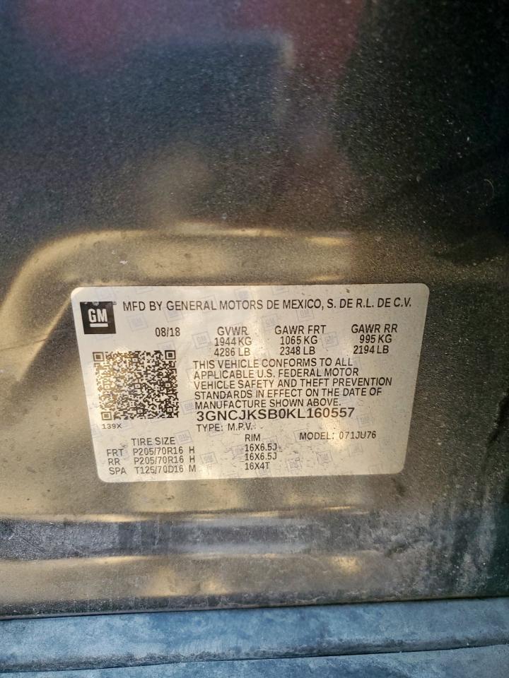 2019 Chevrolet Trax Ls VIN: 3GNCJKSB0KL160557 Lot: 91690045