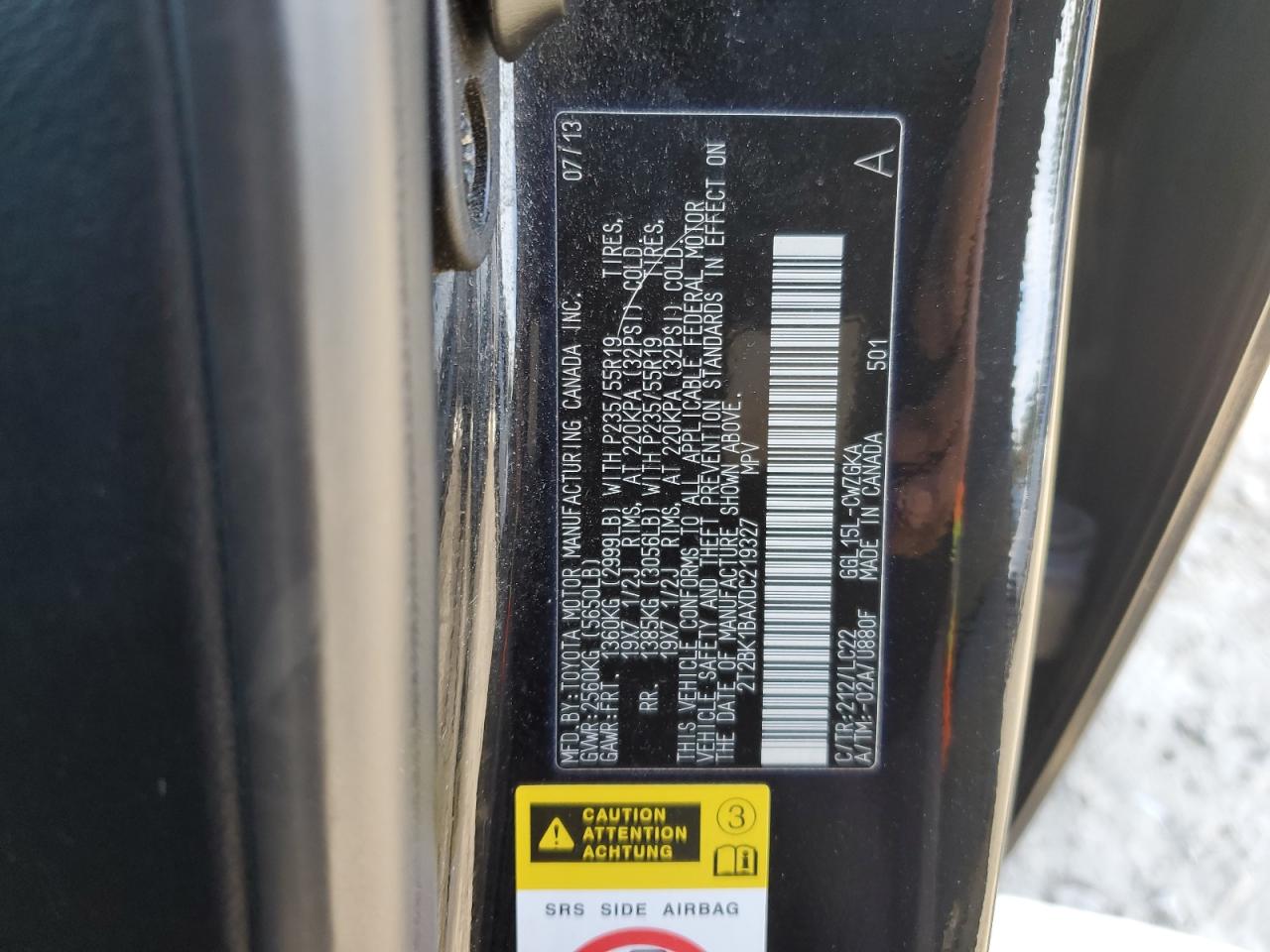 2013 Lexus Rx 350 Base VIN: 2T2BK1BAXDC219327 Lot: 93422115