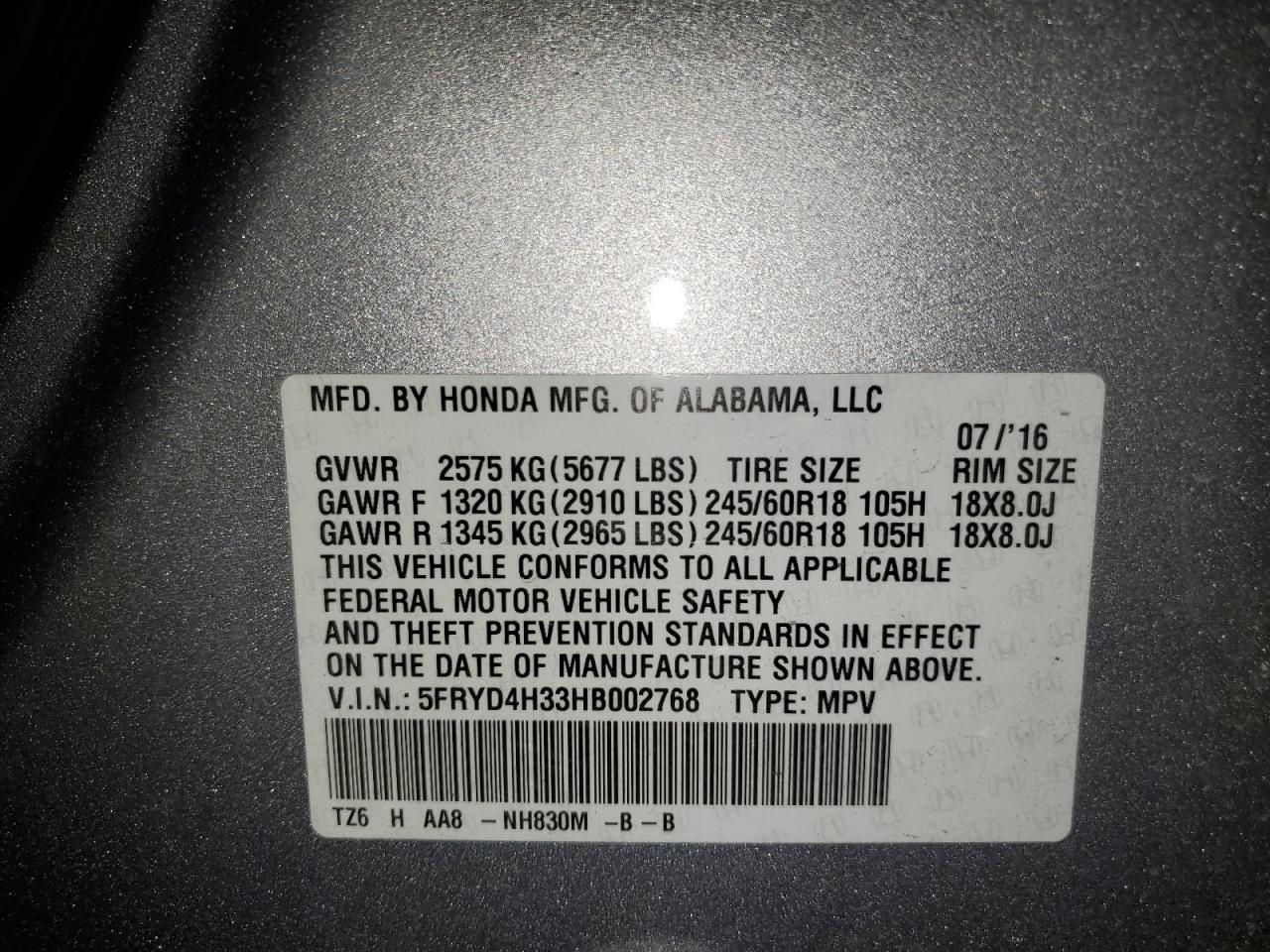 2017 Acura Mdx VIN: 5FRYD4H33HB002768 Lot: 91902435