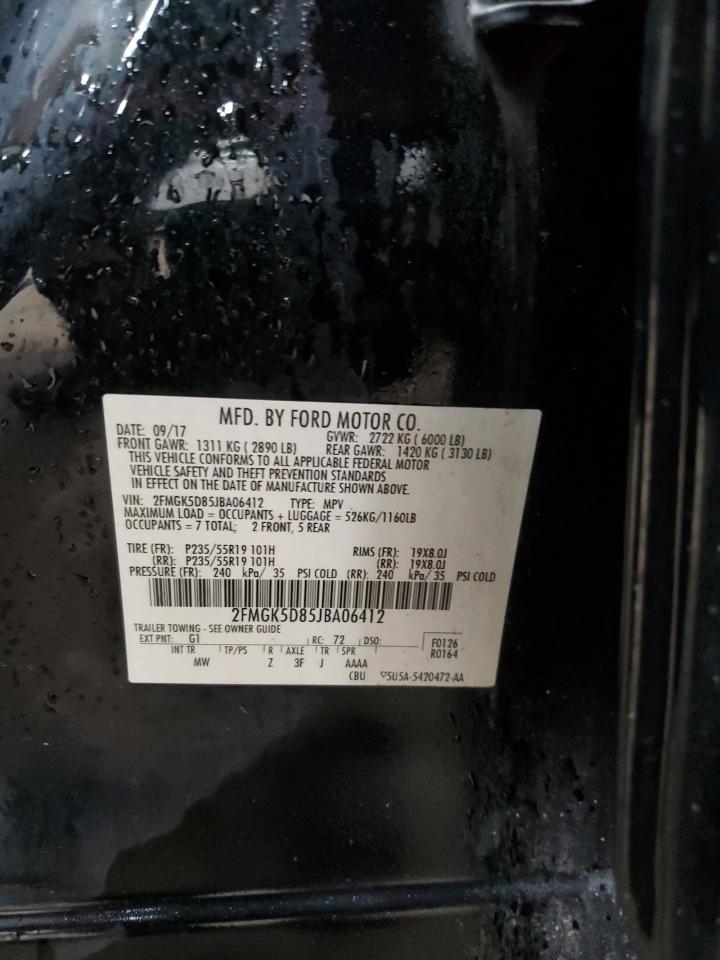 2018 Ford Flex Limited VIN: 2FMGK5D85JBA06412 Lot: 91051905