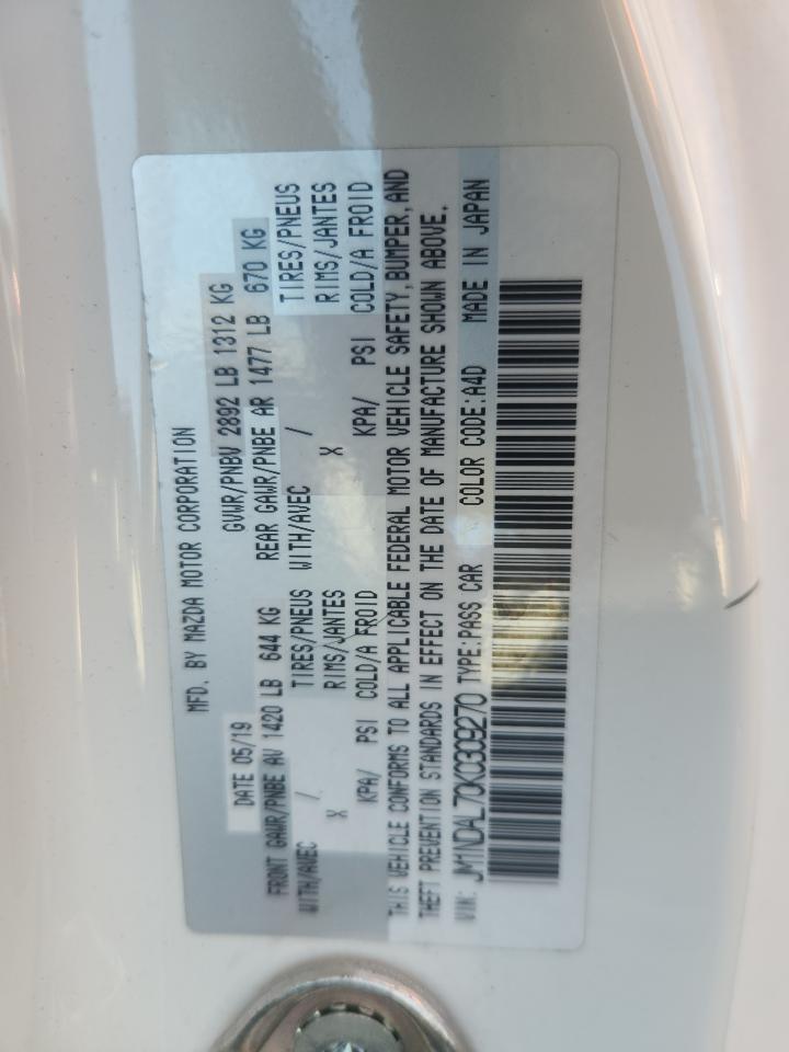 2019 Mazda Mx-5 Miata Club VIN: JM1NDAL70K0309270 Lot: 91850455