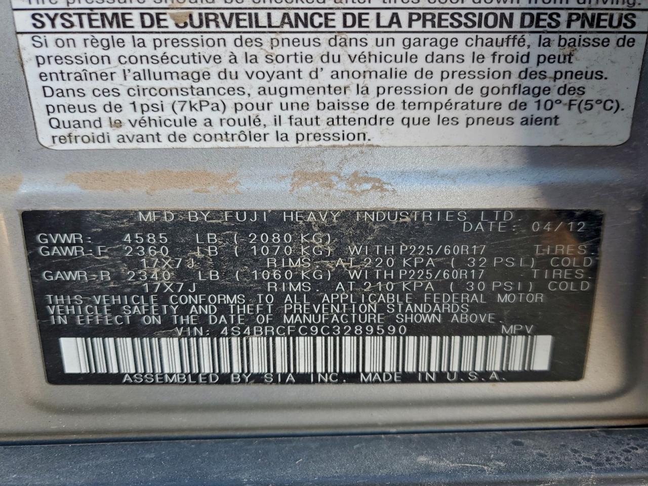 2012 Subaru Outback 2.5I Premium VIN: 4S4BRCFC9C3289590 Lot: 94174635