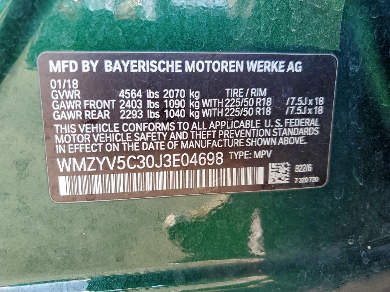 2018 Mini Cooper Countryman All4 VIN: WMZYV5C30J3E04698 Lot: 93712435