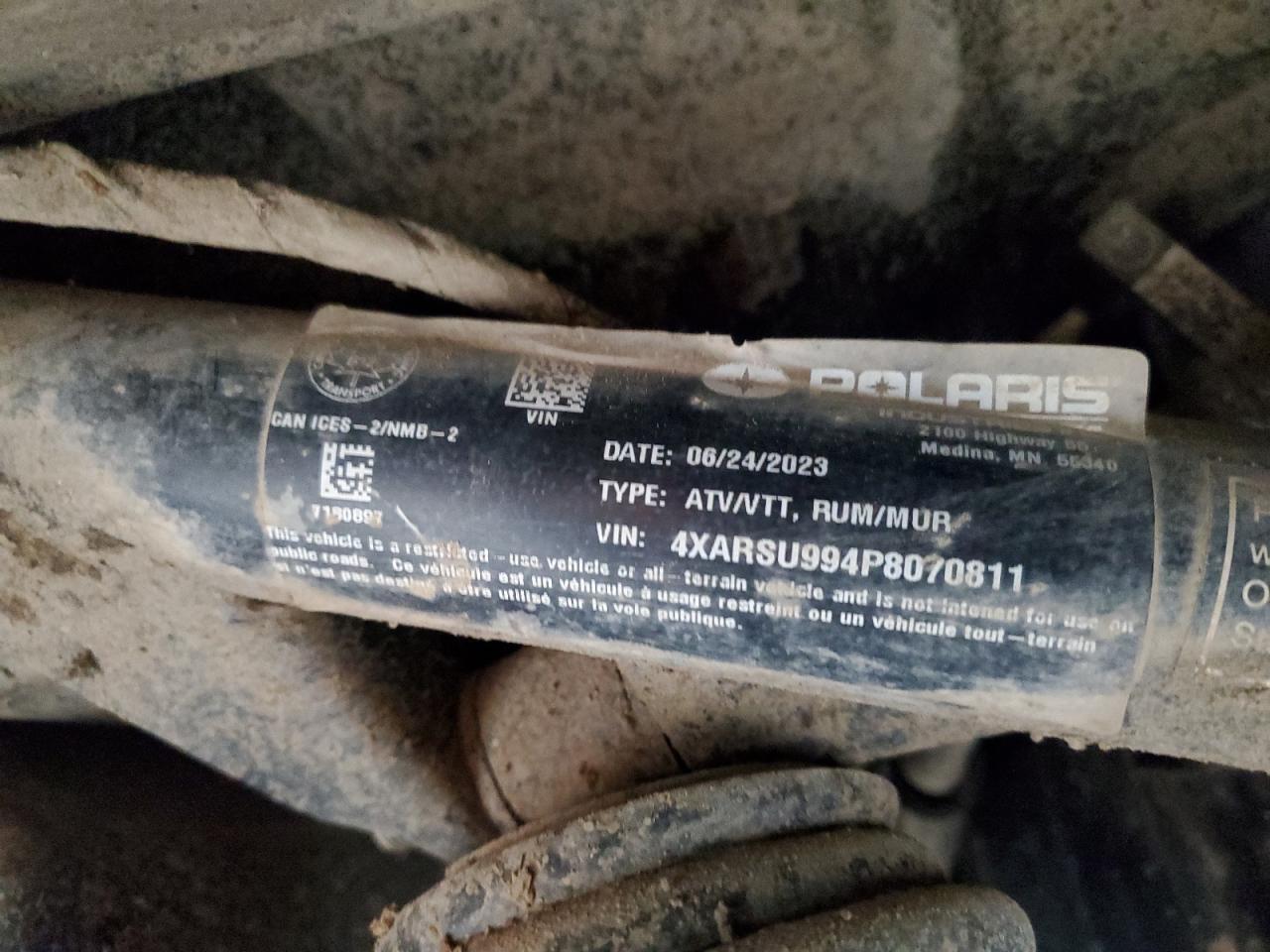 2023 Polaris Ranger Cre - Utility Vehicle VIN: 4XARSU994P8070811 Lot: 91350335