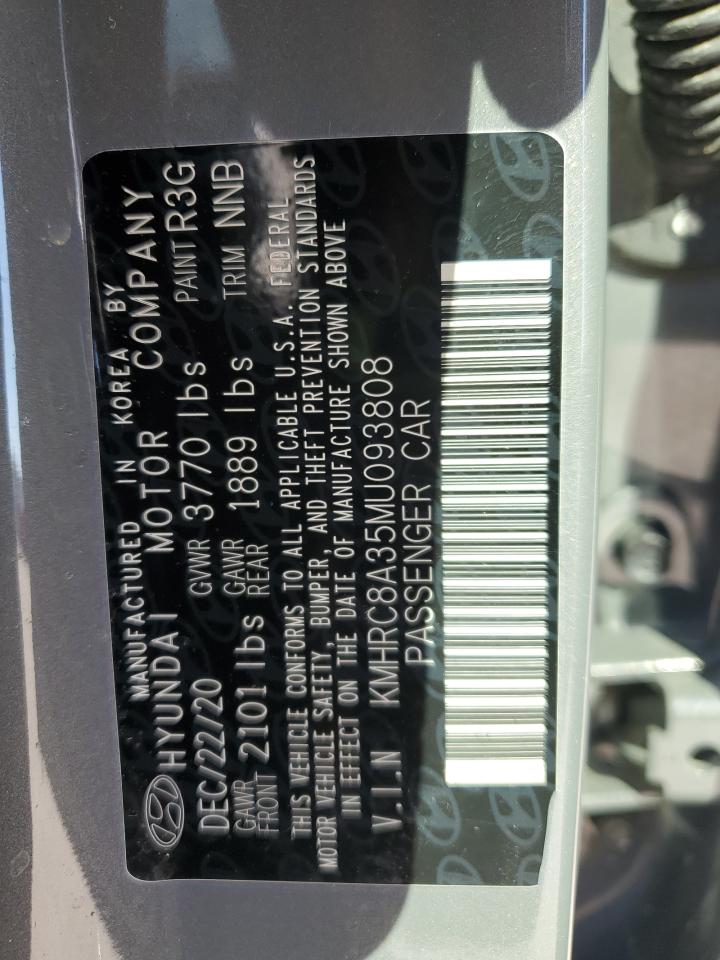 2021 Hyundai Venue Sel VIN: KMHRC8A35MU093808 Lot: 91516565