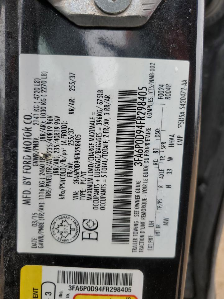 2015 Ford Fusion Titanium VIN: 3FA6P0D94FR298405 Lot: 93914055