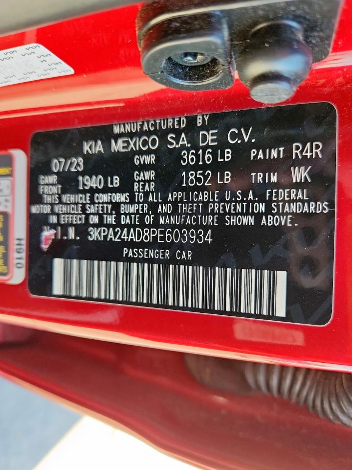 2023 Kia Rio Lx VIN: 3KPA24AD8PE603934 Lot: 92335465