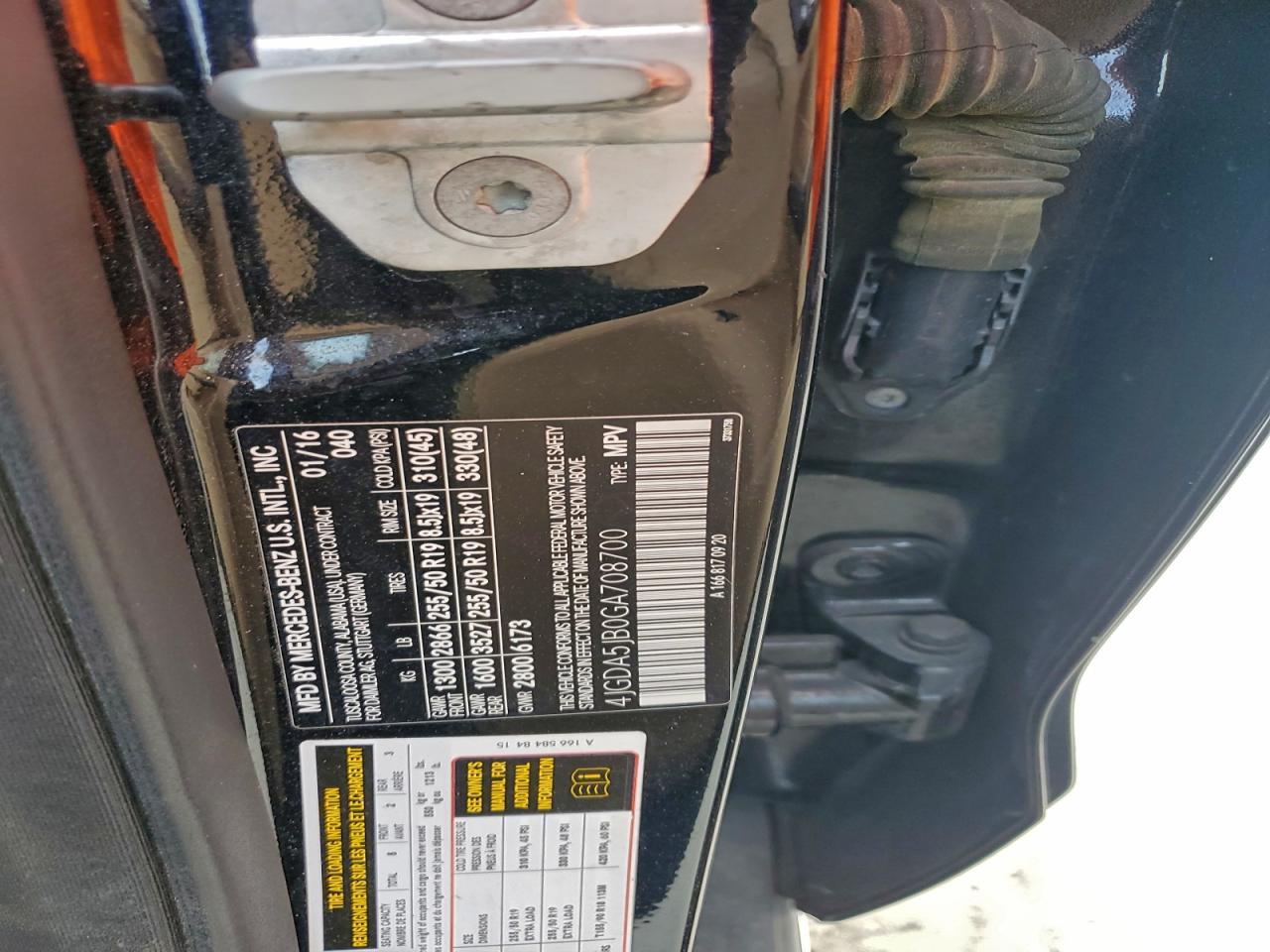 2016 Mercedes-Benz Gle 350 VIN: 4JGDA5JB0GA708700 Lot: 94578775