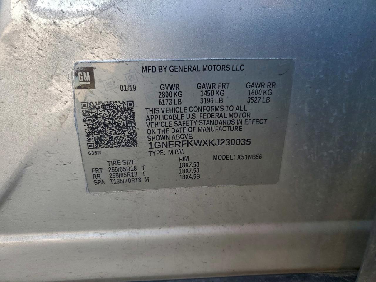 2019 Chevrolet Traverse Ls VIN: 1GNERFKWXKJ230035 Lot: 94322445