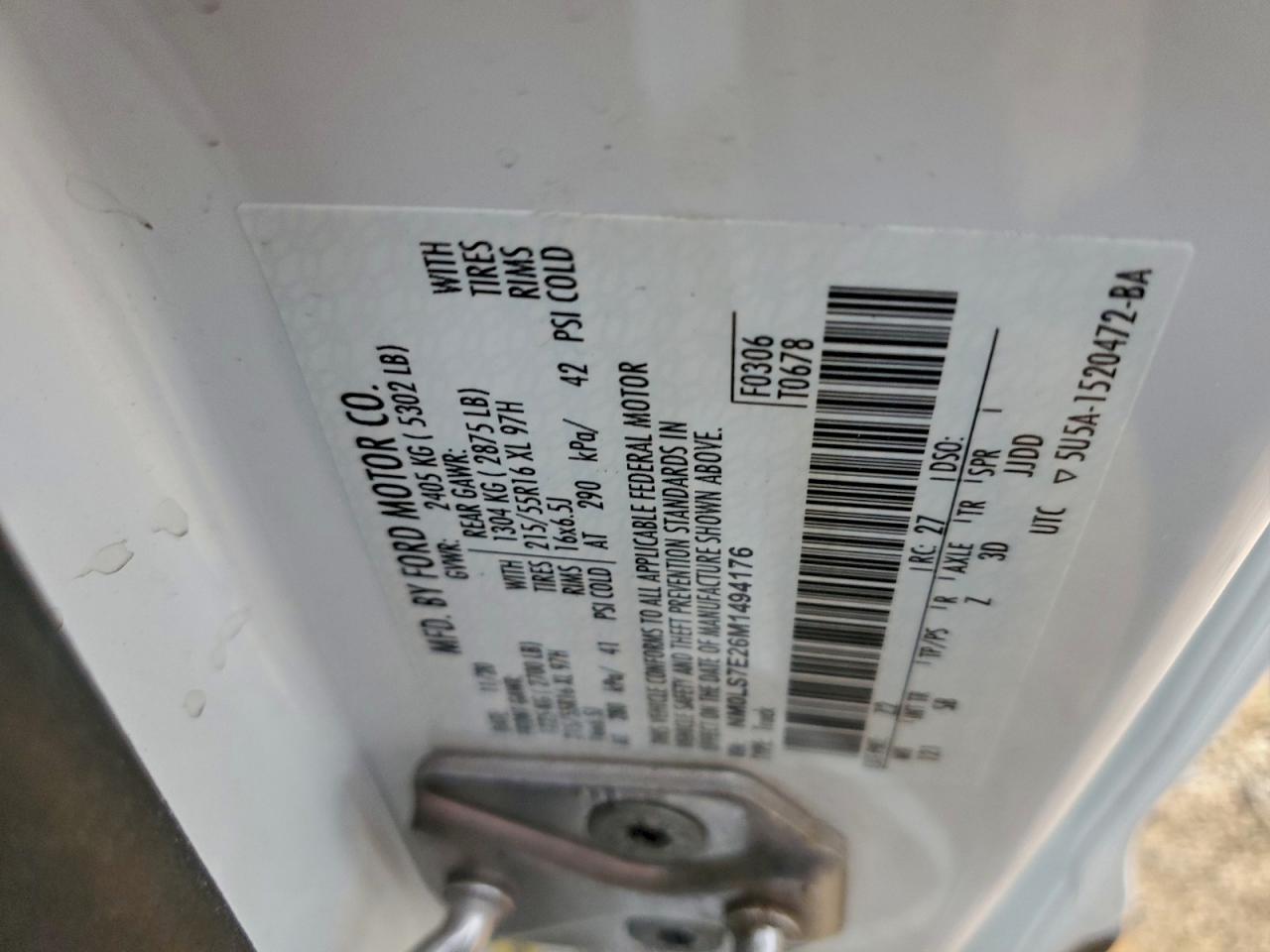 2021 Ford Transit Connect Xl VIN: NM0LS7E26M1494176 Lot: 93622985