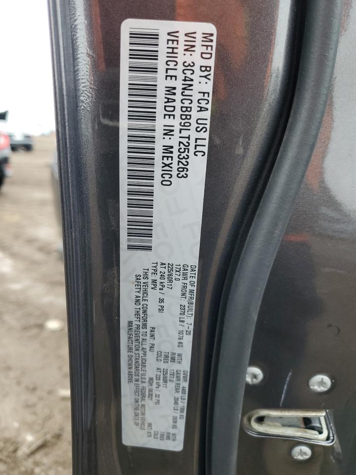 2020 Jeep Compass Latitude VIN: 3C4NJCBB9LT253263 Lot: 93388185