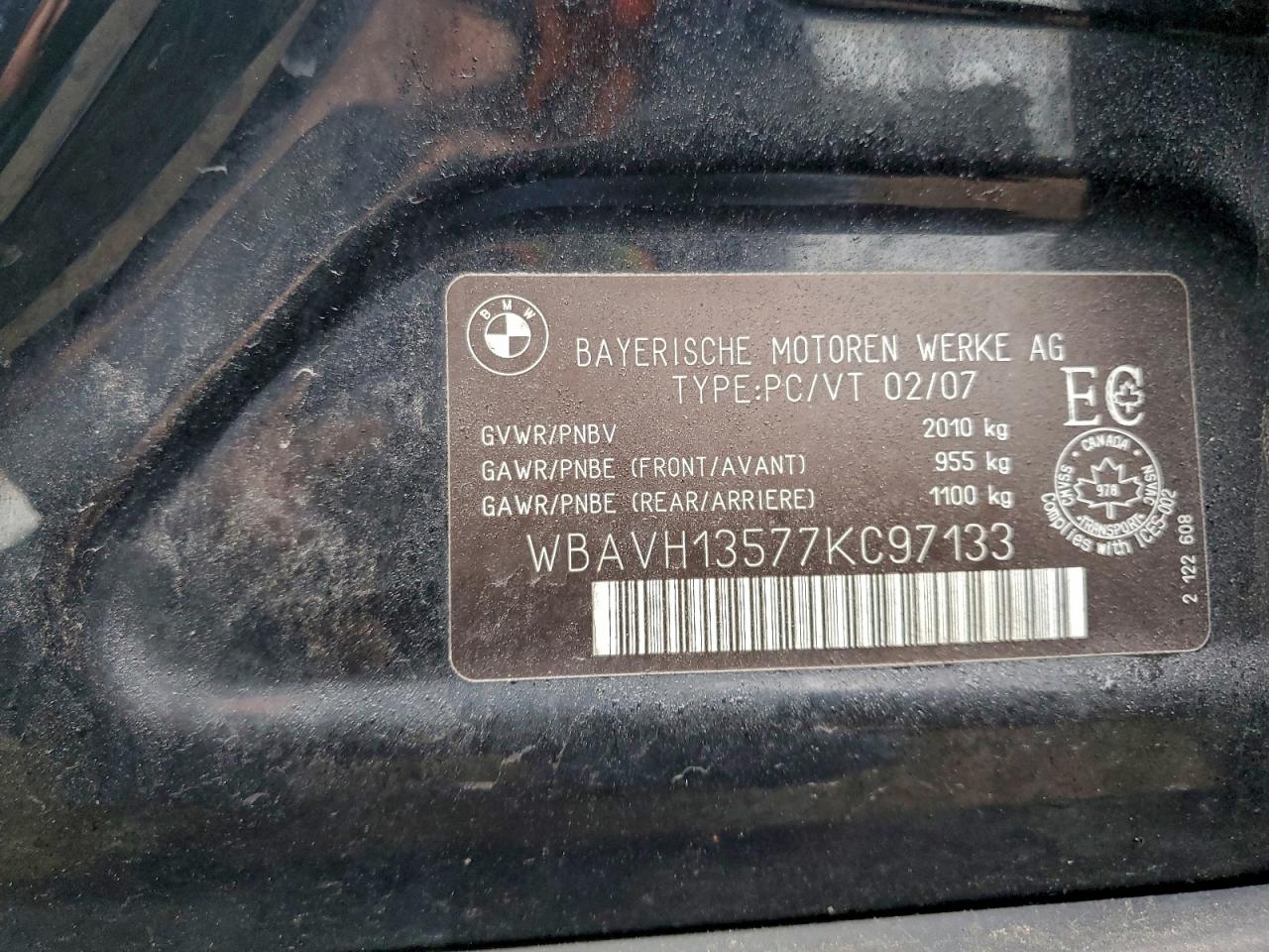 2007 BMW 323 I VIN: WBAVH13577KC97133 Lot: 90868825