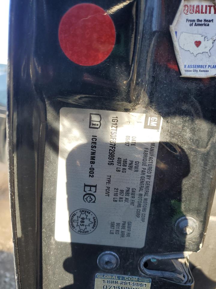 2007 Chevrolet Malibu Lt VIN: 1G1ZT58F87F298916 Lot: 93476625