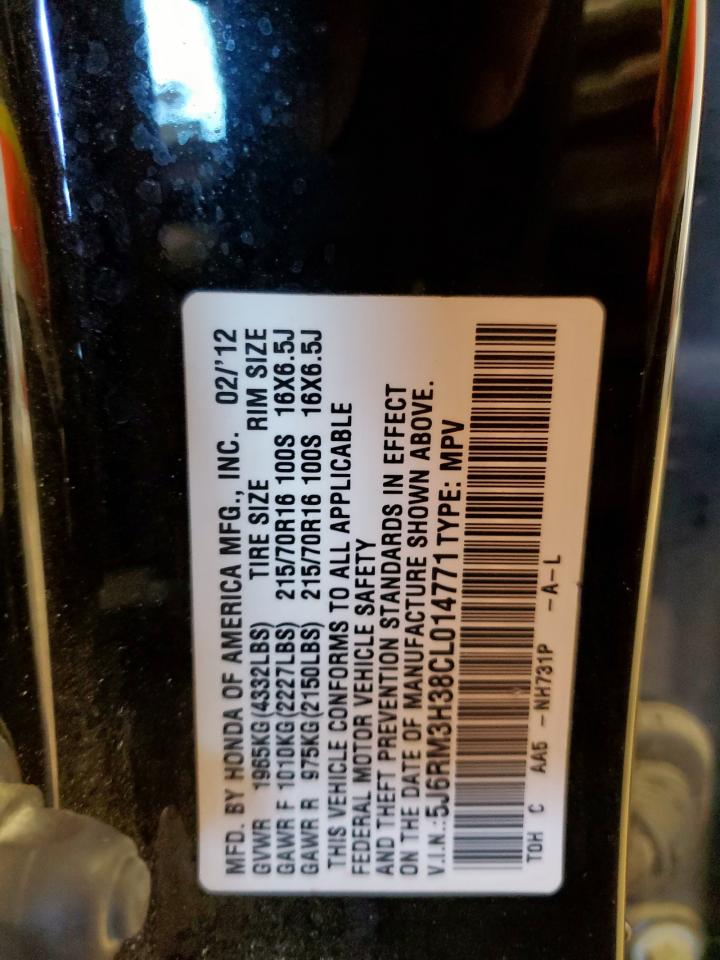 2012 Honda Cr-V Lx VIN: 5J6RM3H38CL014771 Lot: 92230795