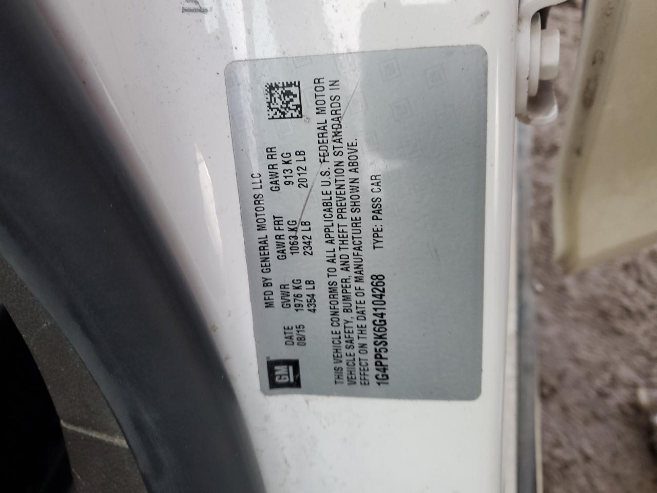 2016 Buick Verano VIN: 1G4PP5SK6G4104268 Lot: 92119335