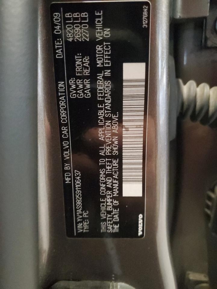 2009 Volvo S80 3.2 VIN: YV1AS982591106437 Lot: 93152075