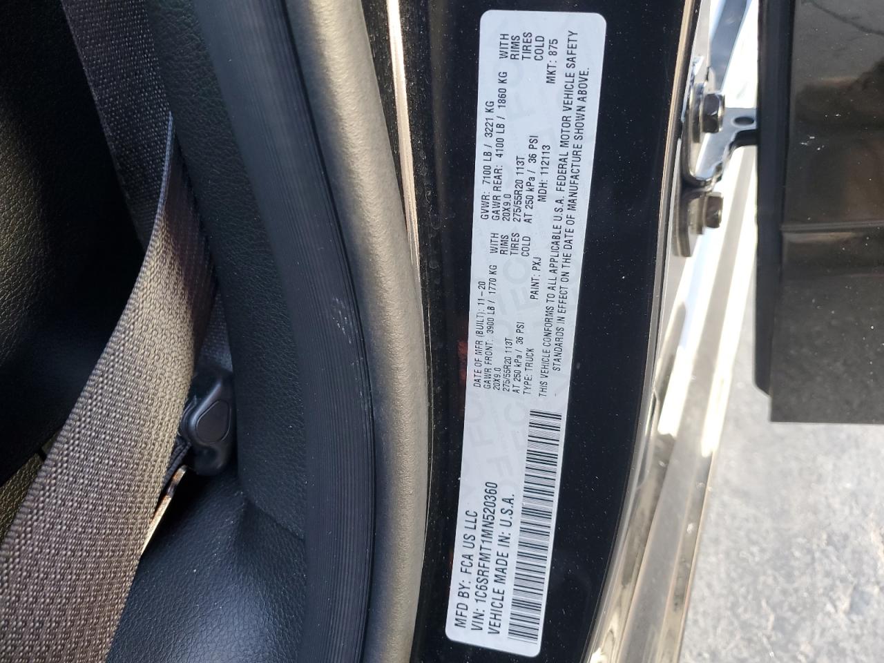 2021 Ram 1500 Big Horn/Lone Star VIN: 1C6SRFMT1MN520360 Lot: 92568635