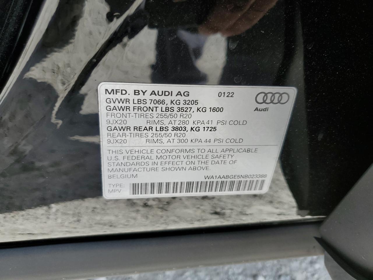 2022 Audi E-Tron Premium VIN: WA1AABGE5NB023388 Lot: 92241345