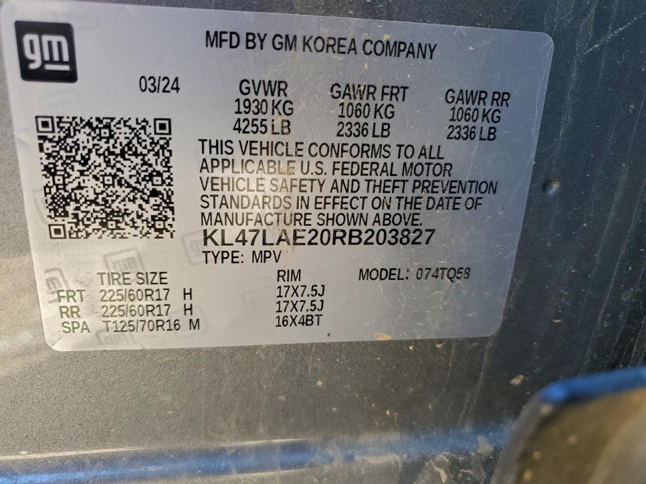 2024 Buick Envista Preferred VIN: KL47LAE20RB203827 Lot: 93141915