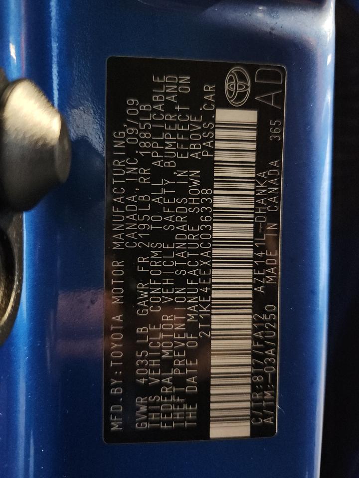 2010 Toyota Corolla Matrix S VIN: 2T1KE4EEXAC036338 Lot: 92237435