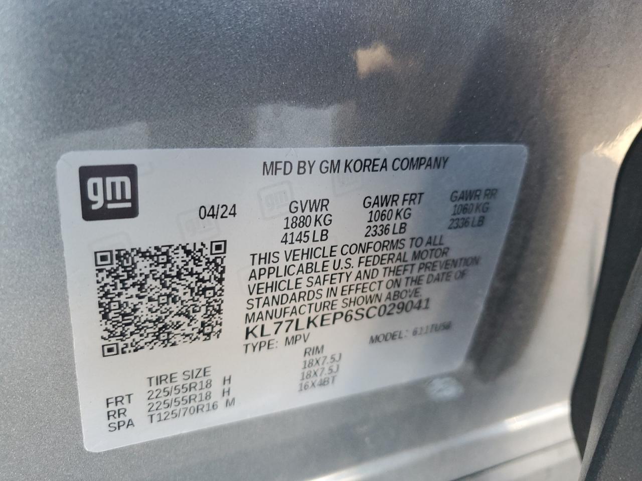 2025 Chevrolet Trax Activ VIN: KL77LKEP6SC029041 Lot: 92644515