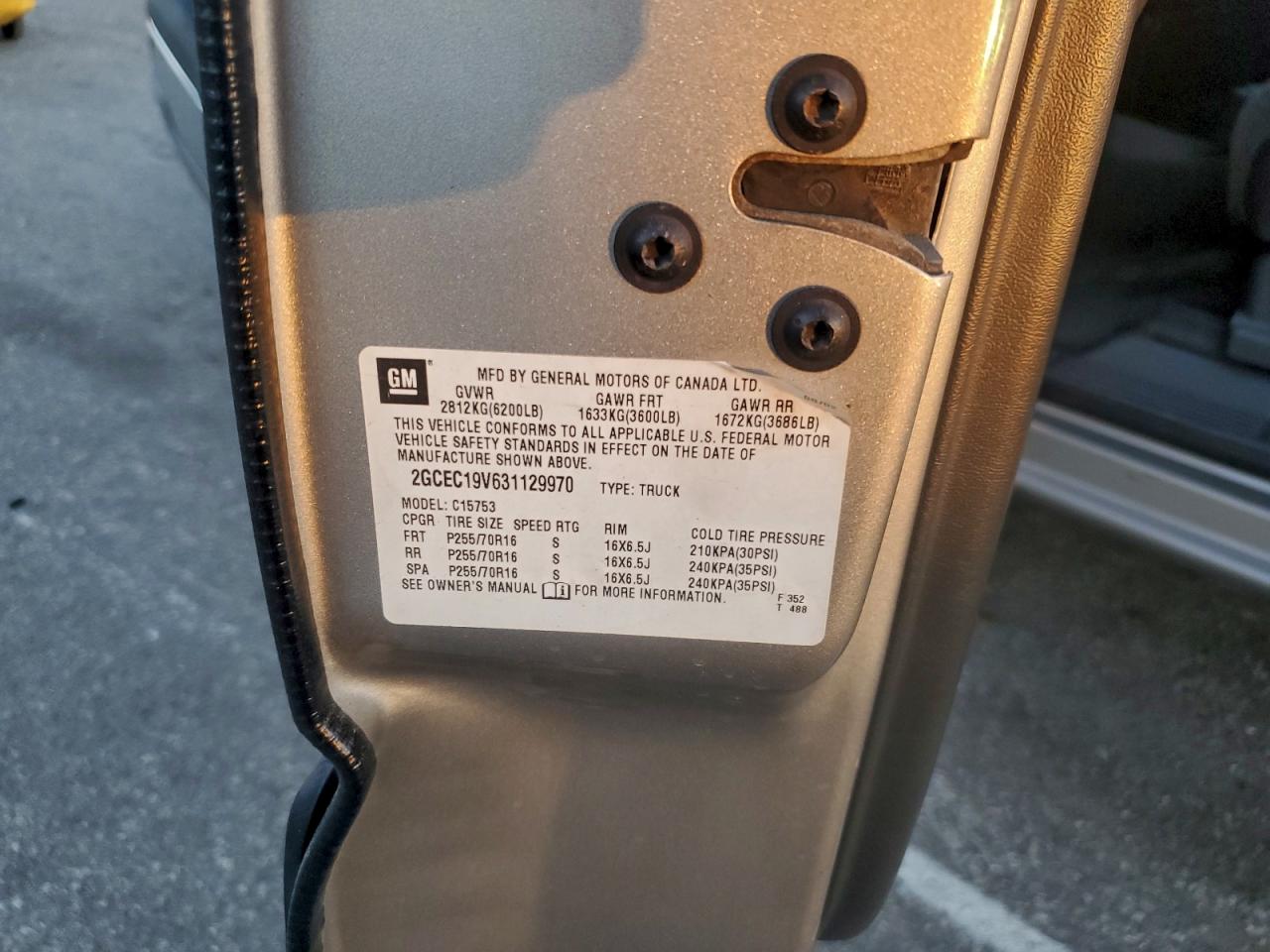 2003 Chevrolet Silverado C1500 VIN: 2GCEC19V631129970 Lot: 94482525