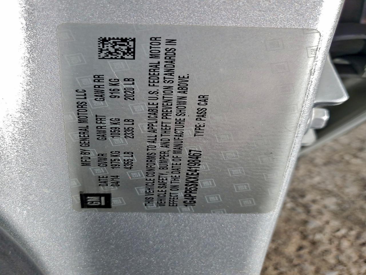 2014 Buick Verano Convenience VIN: 1G4PR5SKXE4198467 Lot: 93459155