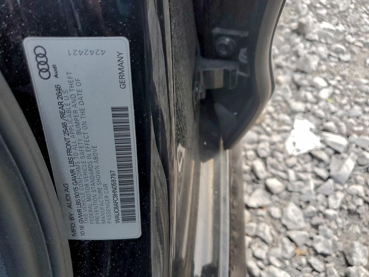 2017 Audi A6 Premium VIN: WAUC8AFC9HN059797 Lot: 94147375