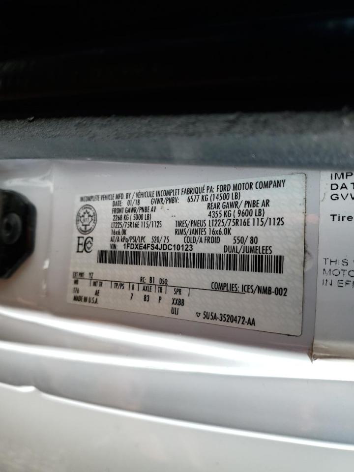 2018 Ford E450 Box Truck VIN: 1FDXE4FS4JDC10123 Lot: 90786615